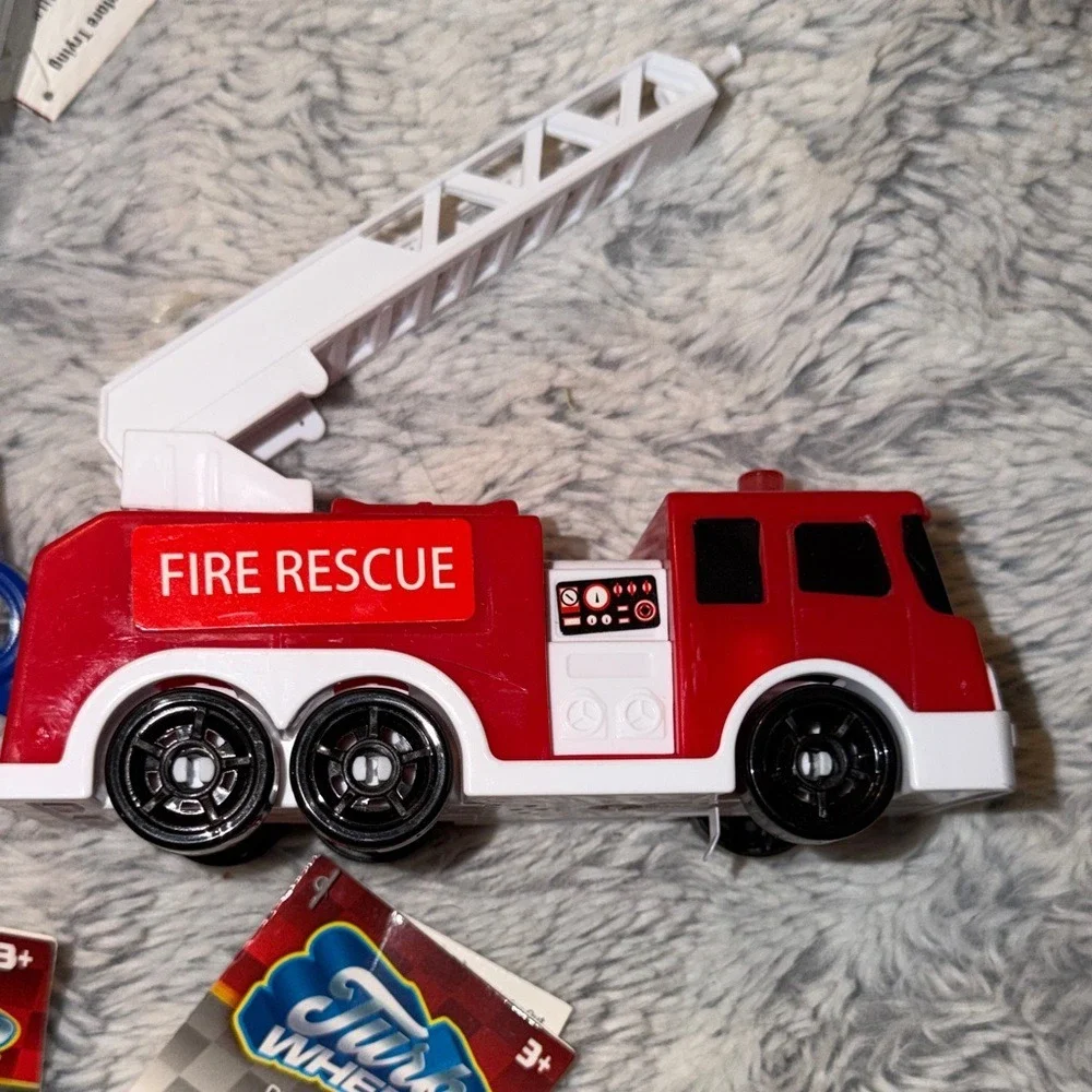 Turbo Wheels Emergency Vehicle Set Fire Truck Ambulance Helicopter Lights Sound
